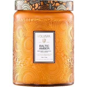 Voluspa Mokara Orchid, Large Candle Jar, 18 oz, 100 Hour Burn Time, All Natural Wicks and Coconut Wax for Clean Burning, Vegan, Poured in the USA(4 – Baltic Amber)