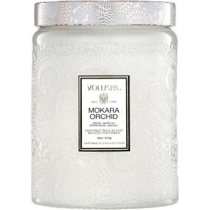 Voluspa Mokara Orchid, Large Candle Jar, 18 oz, 100 Hour Burn Time, All Natural Wicks and Coconut Wax for Clean Burning, Vegan, Poured in the USA(7 – Mokara Orchid)
